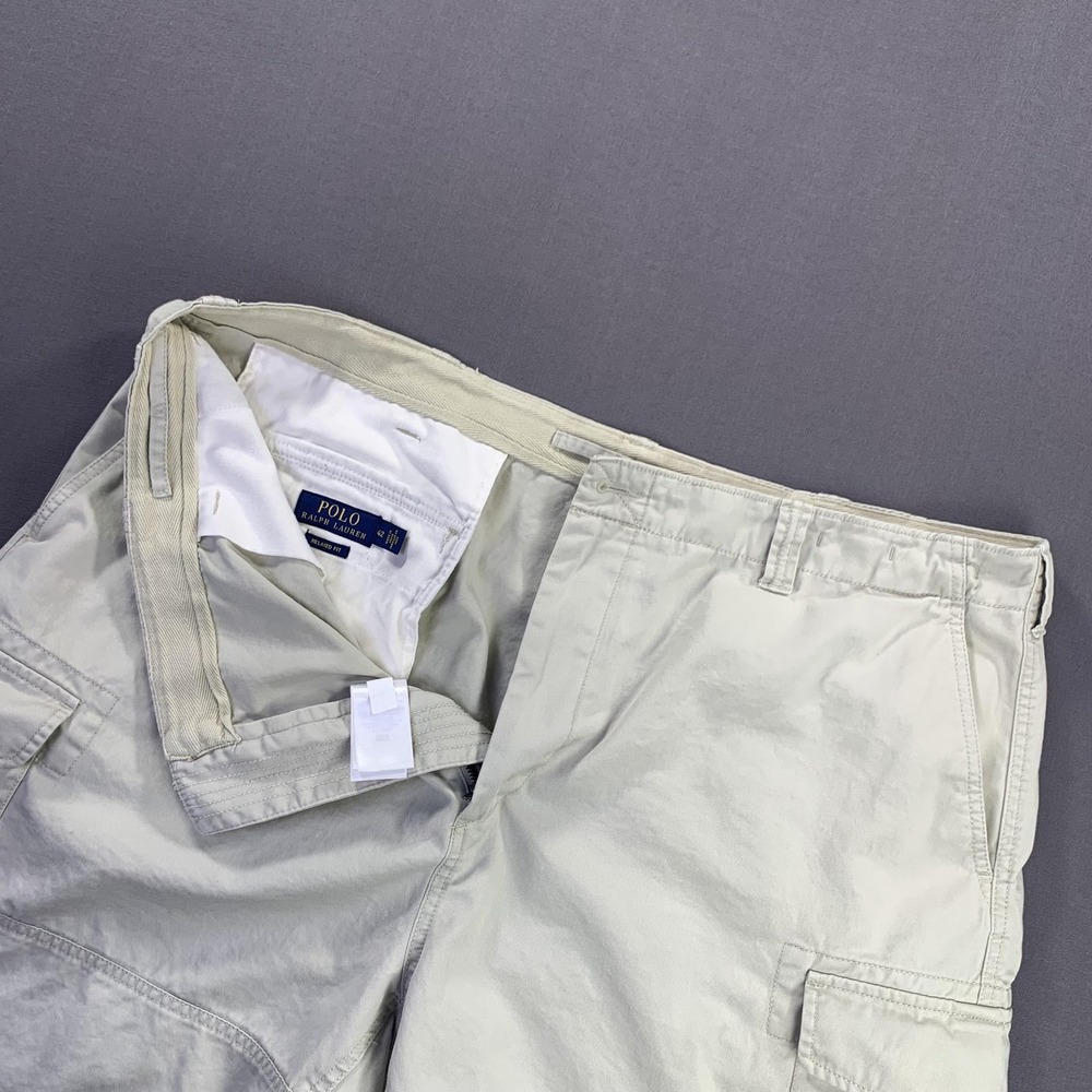 Polo Ralph Lauren Cargo Shorts Mens 42 Beige Chino Relaxed Fit Cotton Casual